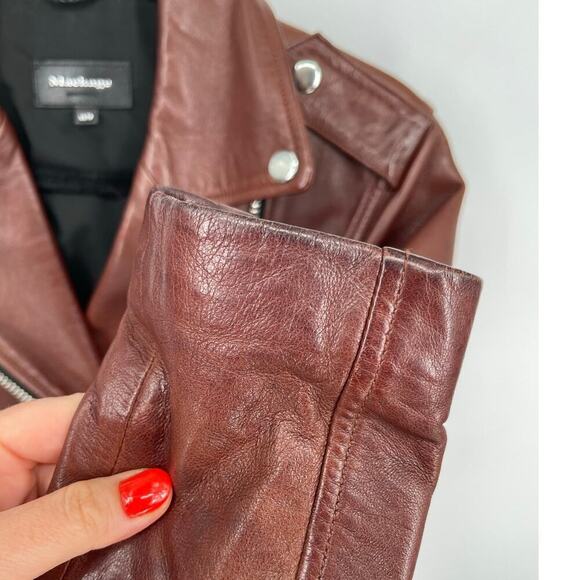 Rare Mackage Brown Baya Lamb Leather Biker Moto Motorcycle Jacket size XS - Picture 8 of 15
